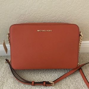 Orange Michael Kors Leather Crossbody Bag, New